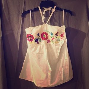 White Floral Halter Top